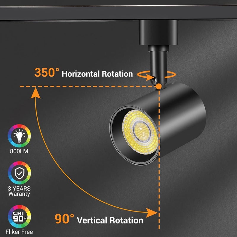 VANoopee رؤوس إضاءة مسار LED قابلة للتعتيم بخمسة ألوان نوع J، 2700K-6000K، خالية من الوميض CRI90+ 24° 10W 800lm، أسود غير لامع، عبوة من 6 - Image 5